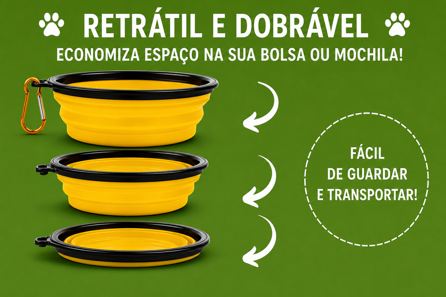 Comedouro e Bebedouro Retrátil Silicone Atóxico para Cães e Gatos