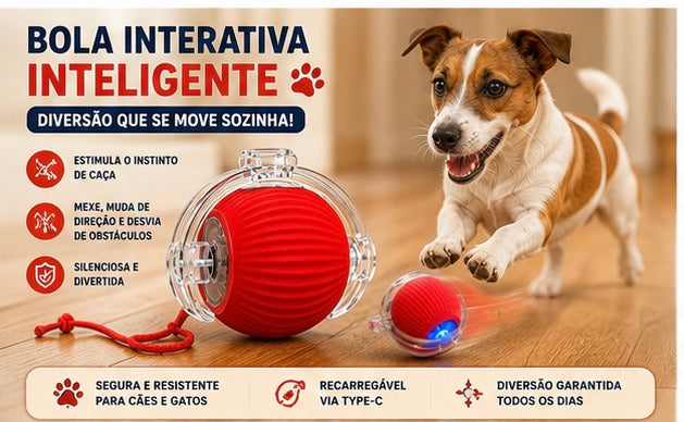 Bolinha Inteligente Interativa | Brinquedo Automático Recarregável USB Anti Tédio