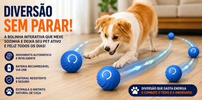 Bola Interativa Inteligente para Cachorros e Gatos |  Anti Tédio Recarregável USB