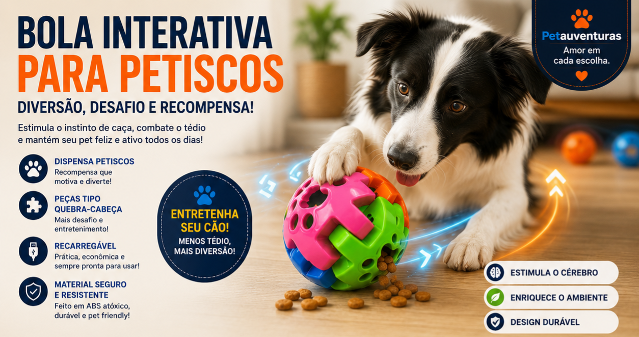 Brinquedo Inteligente para Cachorro com Petiscos | Bola Interativa Anti Estresse