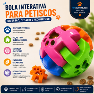 Brinquedo Inteligente para Cachorro com Petiscos | Bola Interativa Anti Estresse