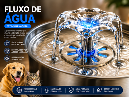 Fonte de Água Premium Inox 3L para Cães e Gatos