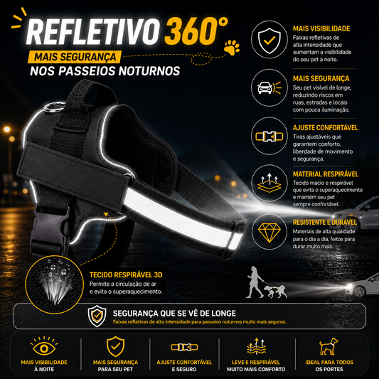 Peitoral Refletivo Ajustável para Cães