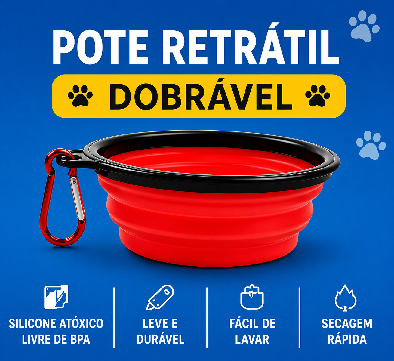 Comedouro e Bebedouro Retrátil Silicone Atóxico para Cães e Gatos