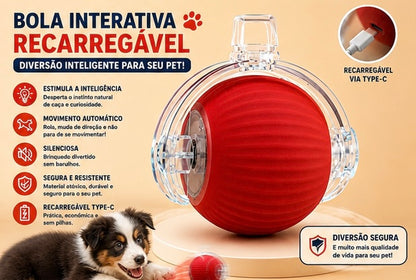 Bolinha Inteligente Interativa | Brinquedo Automático Recarregável USB Anti Tédio