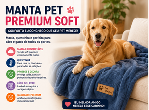 Manta Pet Quentinha 1,00x1,10m para Cães e Gatos | Cobertor Macio Premium para Inverno