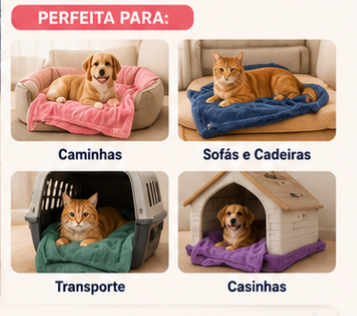 Manta Pet Quentinha 1,00x1,10m para Cães e Gatos | Cobertor Macio Premium para Inverno