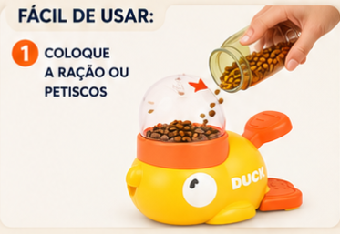 Brinquedo Interativo Pato Dispensador de Ração e Petiscos para Cães e Gatos