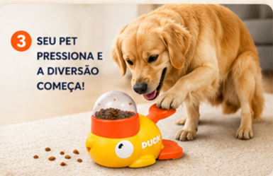 Brinquedo Interativo Pato Dispensador de Ração e Petiscos para Cães e Gatos