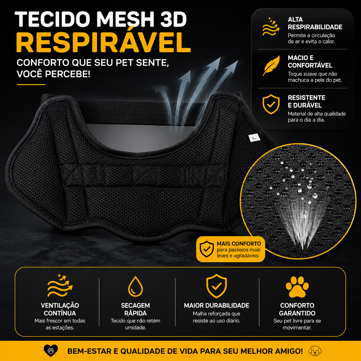 Peitoral Refletivo Ajustável para Cães