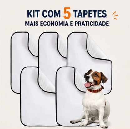 Kit 5 Tapetes Higiênicos Laváveis para Cães | Super Absorvente, Reutilizável e Antivazamento