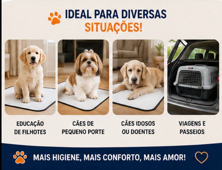 Kit 5 Tapetes Higiênicos Laváveis para Cães | Super Absorvente, Reutilizável e Antivazamento