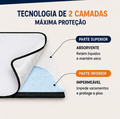 Kit 5 Tapetes Higiênicos Laváveis para Cães | Super Absorvente, Reutilizável e Antivazamento