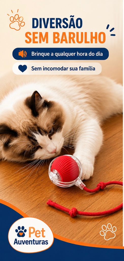 Bolinha Inteligente Interativa para Gatos com Cauda | Brinquedo Automático Recarregável USB Anti Tédio