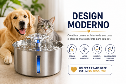 Fonte de Água Premium Inox 3L para Cães e Gatos