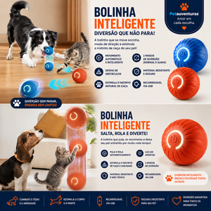 Bola Interativa Inteligente para Cachorros e Gatos |  Anti Tédio Recarregável USB