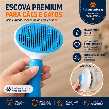Escova Premium Remove Pelos | Botão de Limpeza Fácil